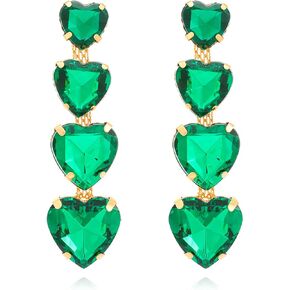XYAYOU Rhinestone Crystal Love Heart Statement Drop Dangle Earrings For Women Girls Wedding Party Gifts