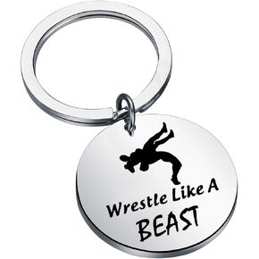 KEYCHIN Wrestling Keychain Wrestling Coach Keychain Wrestler Gift Wrestling Workout Gift Wrestle Like a Beast Keychain