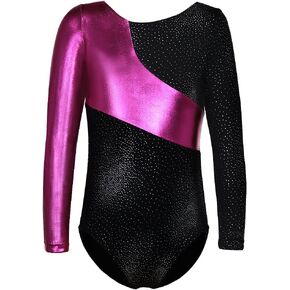 DAXIANG Gymnastics Leotards for Girls, Long Sleeve Leotard for Girls Gymnastics Outfit Black Shorts Dance Unitard Biketards
