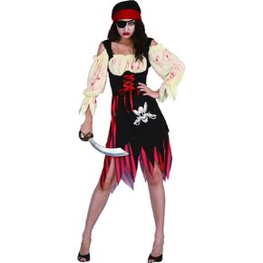 Yruiz Women's Pirate Costume Ladies Halloween Dress with Eye Patch and Headpiece in Kuwait