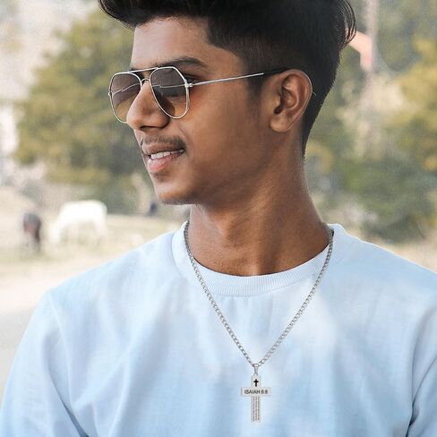 SKQIR Cross Necklace for Men with Bible Verse，lords prayer Cross Pendant Necklace for boys with Scripture faith Inspirational gift in Kuwait