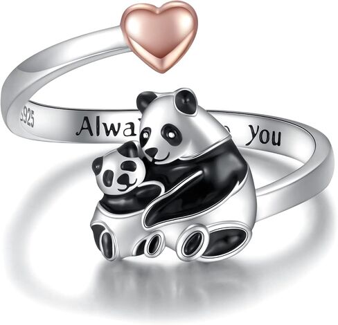 925 Sterling Silver Mama Ring Animals I Love You Forever Jewelry for Mother Daughter Nana Women Polar Bear Panda Bunny Penguin Adjustable Rings Christams Mothers Day Gift in Kuwait