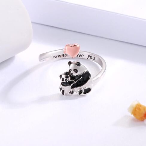 925 Sterling Silver Mama Ring Animals I Love You Forever Jewelry for Mother Daughter Nana Women Polar Bear Panda Bunny Penguin Adjustable Rings Christams Mothers Day Gift in Kuwait