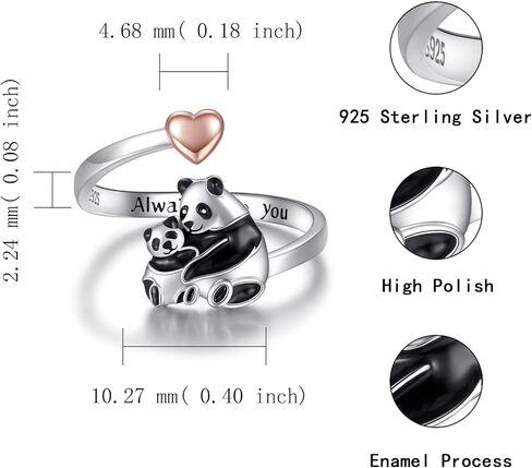 925 Sterling Silver Mama Ring Animals I Love You Forever Jewelry for Mother Daughter Nana Women Polar Bear Panda Bunny Penguin Adjustable Rings Christams Mothers Day Gift in Kuwait