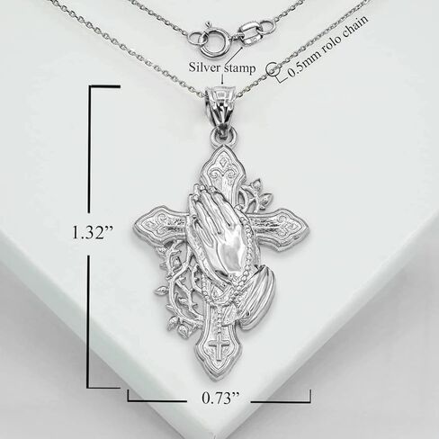 Claddagh Gold Solid Sterling Silver Cross with Praying Hands and Rosary Pendant in Kuwait