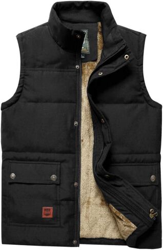 Vcansion Men's Outdoor Stand Collar Fleece Jacket Vest Casual Padded Vest Coats in Kuwait