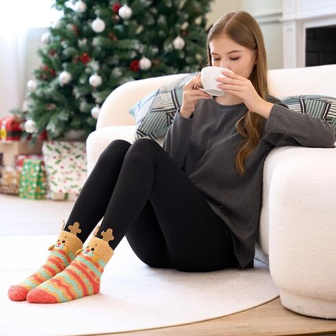 مجموعة من 6 جوارب نسائية من Giggling Getup، جوارب صوفية ناعمة لعيد الميلاد، جوارب لطيفة على شكل حيوانات لفصل الشتاء، مجموعة هدايا عيد الميلاد in Kuwait