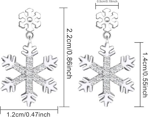 أقراط فضة استرليني ندفة الثلج لا تسبب الحساسية مكعب زركونيا قطرة أقراط زهرة كريستال استرخى مرصع بأحجار لامعة أقراط تعليق في الشتاء عيد الميلاد ثقب مجوهرات هدية للنساء الفتيات in Kuwait