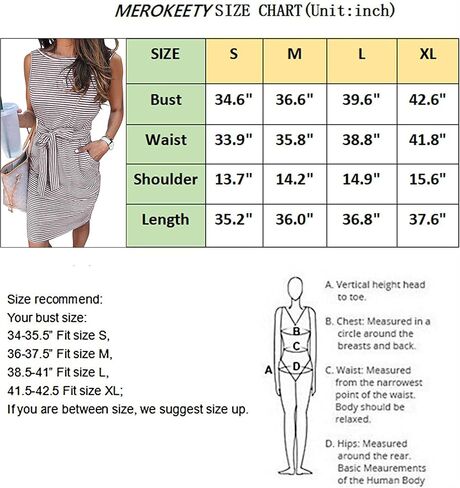 MEROKEETY Womens Summer Sleeveless Striped T Shirt Dress Casual Crew Neck Tie Waist Mini Dresses in Kuwait