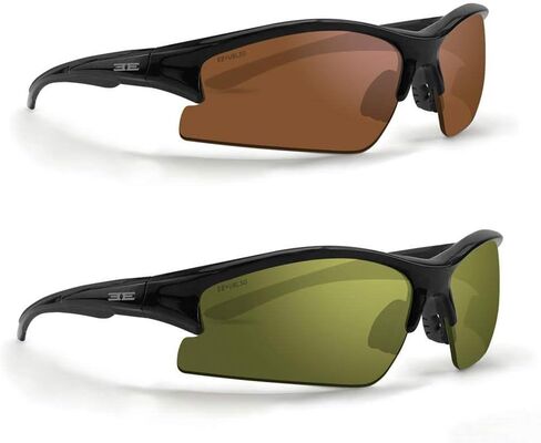 نظارة شمسية رياضية للجولف من 2 ايبوتش بلون اسود مع عدسات بلون اخضر واسود عالية الوضوح مع عدسات كهرمانية, أسود, ADULT in Kuwait