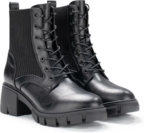 IXU 2023 Women's Chelsea Boots Chunky Boots Platform Ankle Shoes Pull-On Lug Sole Elastic Fall Black Fashion Booties in Kuwait