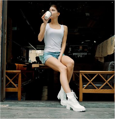 IXU 2023 Women's Chelsea Boots Chunky Boots Platform Ankle Shoes Pull-On Lug Sole Elastic Fall Black Fashion Booties in Kuwait