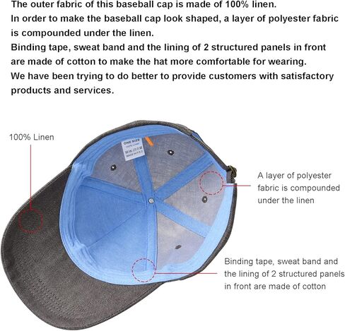 قبعة بيسبول من الكتان من BOTVELA للرجال قابلة للتنفس، قبعة صيفية للأب قابلة للتعديل، قبعة رياضية خارجية in Kuwait