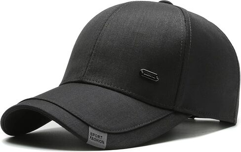 قبعة أبي العصرية للرجال قبعة بيسبول كلاسيكية عادية مع قمم مزدوجة الطبقة قبعة سائق شاحنة من القطن قابلة للتعديل بلون الفحم الناعم in Kuwait