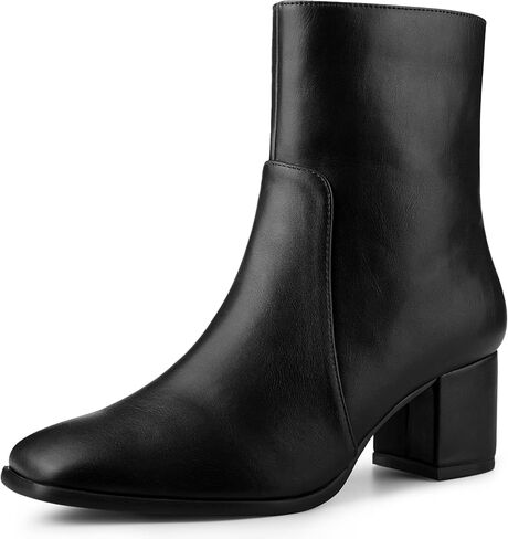 Allegra K Women's Square Toe Side Zip Block Heel Ankle Boots in Kuwait