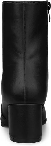 Allegra K Women's Square Toe Side Zip Block Heel Ankle Boots in Kuwait