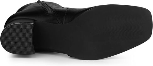 Allegra K Women's Square Toe Side Zip Block Heel Ankle Boots in Kuwait