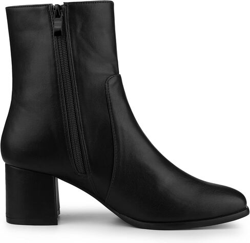 Allegra K Women's Square Toe Side Zip Block Heel Ankle Boots in Kuwait