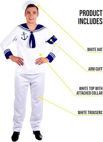 fun shack Mens Sailor Costume, Sailor Costumes for Men, Sailor Halloween Costume Men, Adult Sailor Costume in Kuwait