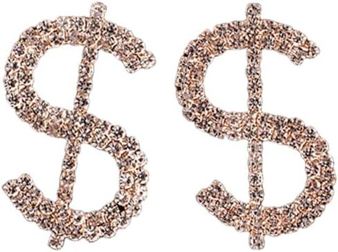 Rhinestone Dollar Sign Stud Earrings.Charm Crystal Money Currency Stud Earrings Ins Rich Symbol Funny Jewelry Gifts for Women Girls in Saudi Arabia