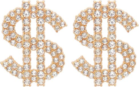 Rhinestone Dollar Sign Stud Earrings.Charm Crystal Money Currency Stud Earrings Ins Rich Symbol Funny Jewelry Gifts for Women Girls in Saudi Arabia