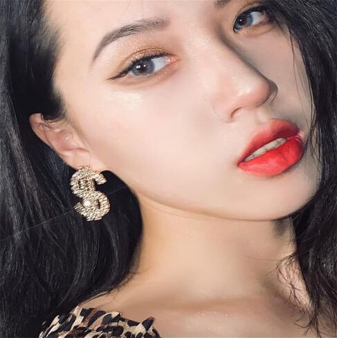 Rhinestone Dollar Sign Stud Earrings.Charm Crystal Money Currency Stud Earrings Ins Rich Symbol Funny Jewelry Gifts for Women Girls in Saudi Arabia