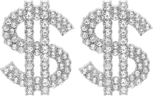 Rhinestone Dollar Sign Stud Earrings.Charm Crystal Money Currency Stud Earrings Ins Rich Symbol Funny Jewelry Gifts for Women Girls in Saudi Arabia