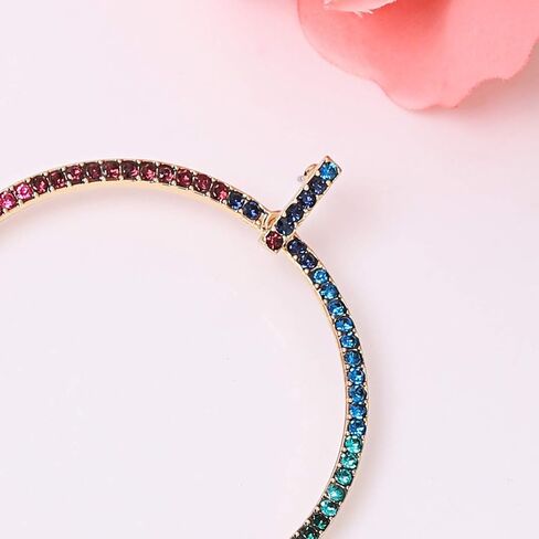 CEALXHENY Hoop Earrings for Women Rainbow Crystal Hoop Dangle Earrings Statement Drop Earring Studs for Girls in Saudi Arabia