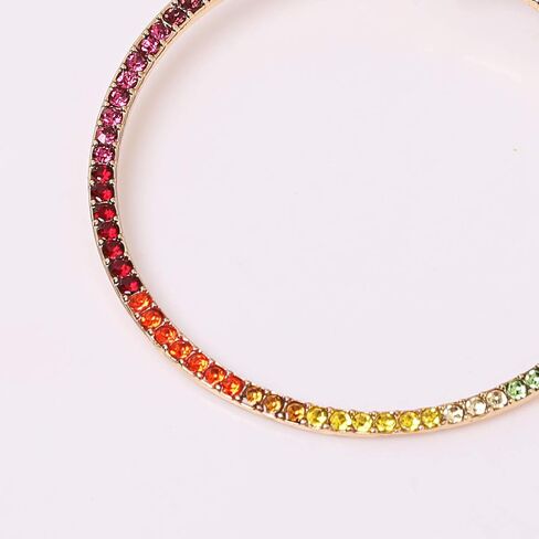CEALXHENY Hoop Earrings for Women Rainbow Crystal Hoop Dangle Earrings Statement Drop Earring Studs for Girls in Saudi Arabia