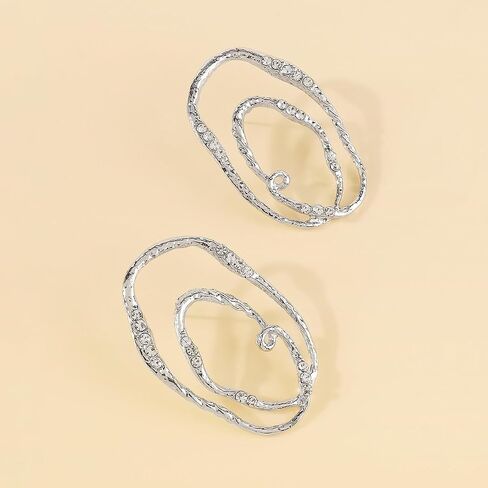 CZ Geometric Irregular Circle Dangle Statement Earrings for Women Girls Gold Silver Plated Crystal Geometrical Big Charms Drop Dangling Stud Earring Layered Lightweight Elegant Wedding Birthday Christmas Party Jewelry Gifts in Kuwait
