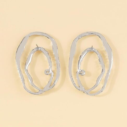 CZ Geometric Irregular Circle Dangle Statement Earrings for Women Girls Gold Silver Plated Crystal Geometrical Big Charms Drop Dangling Stud Earring Layered Lightweight Elegant Wedding Birthday Christmas Party Jewelry Gifts in Kuwait