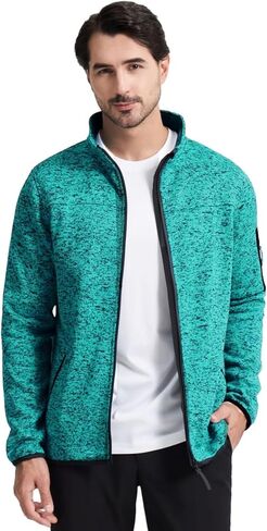 سترة VEBOON للرجال بسحاب كامل كاجوال بياقة واقفة من الصوف الناعم مع جيوب، معطف خفيف الوزن للأداء in Kuwait