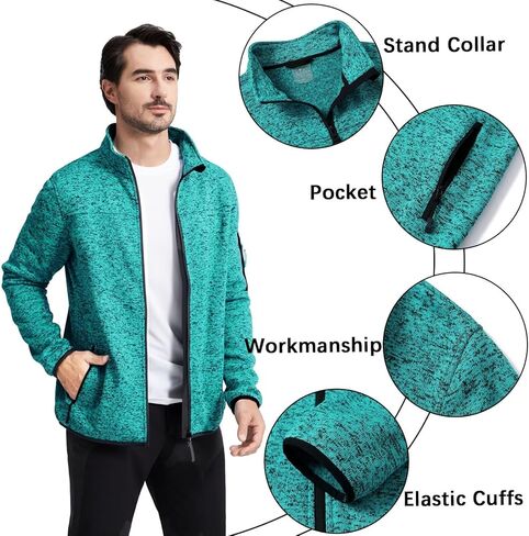 سترة VEBOON للرجال بسحاب كامل كاجوال بياقة واقفة من الصوف الناعم مع جيوب، معطف خفيف الوزن للأداء in Kuwait