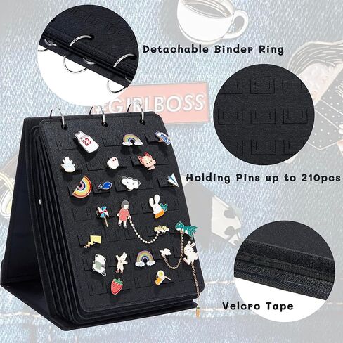 كتاب عرض دبوس المينا من HUHYNN مع 6 صفحات، كتاب تداول دبوس محمول لتخزين أكثر من 240 دبابيس مينا، منظم دبوس بروش وتخزين لمجموعة الدبابيس in Kuwait