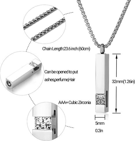 MOROTOLE 2 جهاز كمبيوتر شخصى القلائد جرة للرماد التذكاري الحرق جرة قلادة الفولاذ المقاوم للصدأ الأسود الفضة لهجة شريط قلادة قلادة رماد مجوهرات تذكار مع زركونيا مكعب in Kuwait