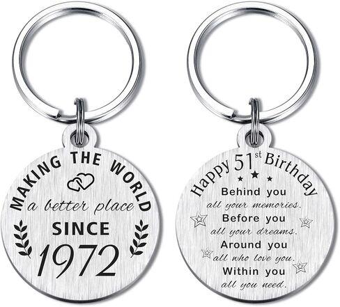 ABNTY 51st Birthday Gifts for Women Men, 51 Year Old Birthday Keychain, Born in 1972 Gifts, 1972 Birthday Decorations in Kuwait