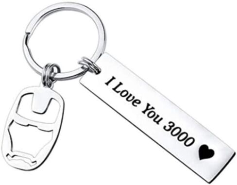 سلسلة مفاتيح I Love You 3000 لأبدأ، خاتم مفاتيح الرجل الحديدي هدية للرجال الأولاد، عيد الحب عيد الزفاف الذكرى السنوية، فضي، 1.2 × 2 سم, فضي, 0.47x1.96inch in Kuwait