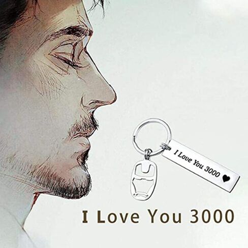 سلسلة مفاتيح I Love You 3000 لأبدأ، خاتم مفاتيح الرجل الحديدي هدية للرجال الأولاد، عيد الحب عيد الزفاف الذكرى السنوية، فضي، 1.2 × 2 سم, فضي, 0.47x1.96inch in Kuwait