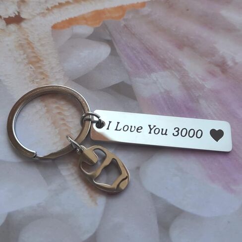 سلسلة مفاتيح I Love You 3000 لأبدأ، خاتم مفاتيح الرجل الحديدي هدية للرجال الأولاد، عيد الحب عيد الزفاف الذكرى السنوية، فضي، 1.2 × 2 سم, فضي, 0.47x1.96inch in Kuwait