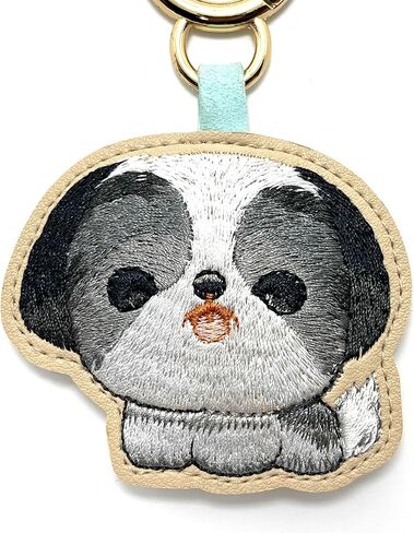 Dog KeyChain Shih Tzu Leather Purse Charm Hanging Ornament for Women Girls Handbags in Kuwait