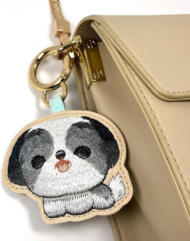 Dog KeyChain Shih Tzu Leather Purse Charm Hanging Ornament for Women Girls Handbags in Kuwait