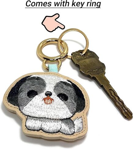 Dog KeyChain Shih Tzu Leather Purse Charm Hanging Ornament for Women Girls Handbags in Kuwait