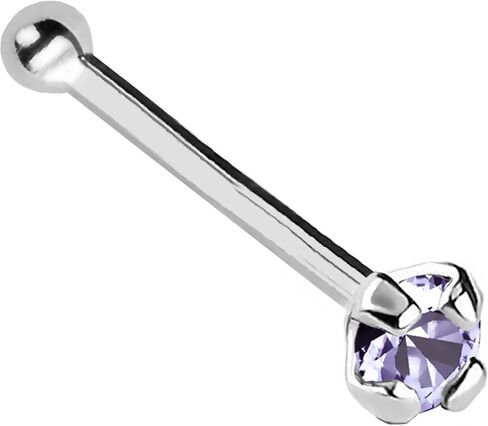 Jewelry Avalanche 22G Solid 14Kt Gold Nose Bone Stud with Prong Set real Tanzanite Gemstone, 14kt Yellow Gold or 14kt White Gold - December Birthstone Nose Ring in Kuwait