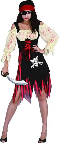 Yruiz Women's Pirate Costume Ladies Halloween Dress with Eye Patch and Headpiece in Kuwait