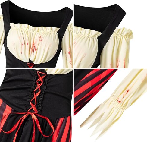 Yruiz Women's Pirate Costume Ladies Halloween Dress with Eye Patch and Headpiece in Kuwait