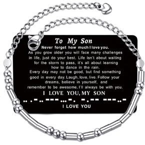 YOTHIWAD To My Son Bracelets Inspirational Bracelet Engraved Personalized Gifts to Son from Dad Mom Adjusatable Bracelet in Kuwait