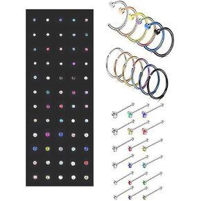 YOVORO 22 جرام 72 قطعة 316L الفولاذ المقاوم للصدأ الأنف ترصيع خواتم الغضروف هوب الأذن ثقب مجوهرات للجسم 1.5 مللي متر 2 مللي متر 2.5 مللي متر in Kuwait