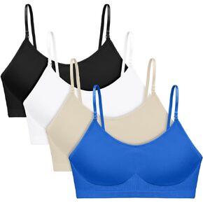 Jijivisha 4 Pack Seamless Bralette for Women Girls Teen Cami Bra Non Padded Wireless Comfort Everyday Sleeping Bra Sets