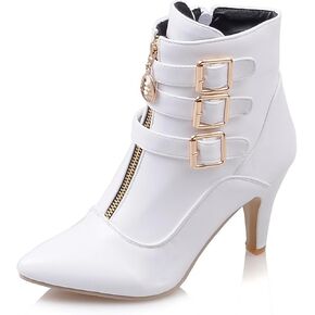MEOTINA Gold High Heels for Women Kitten Heel Pointed Toe Short Womens Booties Buckle High Heeled Ankle Metallic Shoes in Saudi Arabia