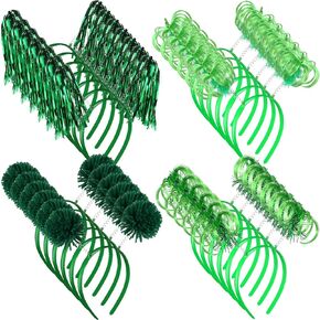 24 Pcs Pom Pom Headband Tinsel Wrapped Ponytails Head Bopper Headwear Hair Accessories Party Costume